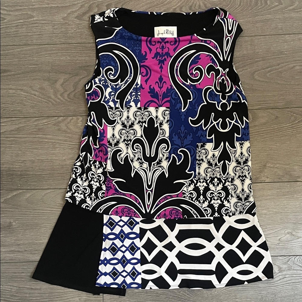 Joseph Ribkoff Colorful Sleeveless Dress top with Bold Patterns